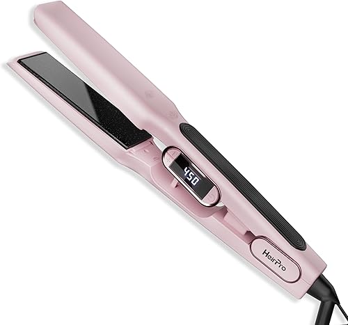 Plancha de cerámica con placa flotante 3D, plancha de pelo con 15 temperaturas para cabello grueso, mango ergonómico de silicona, pantalla LCD,