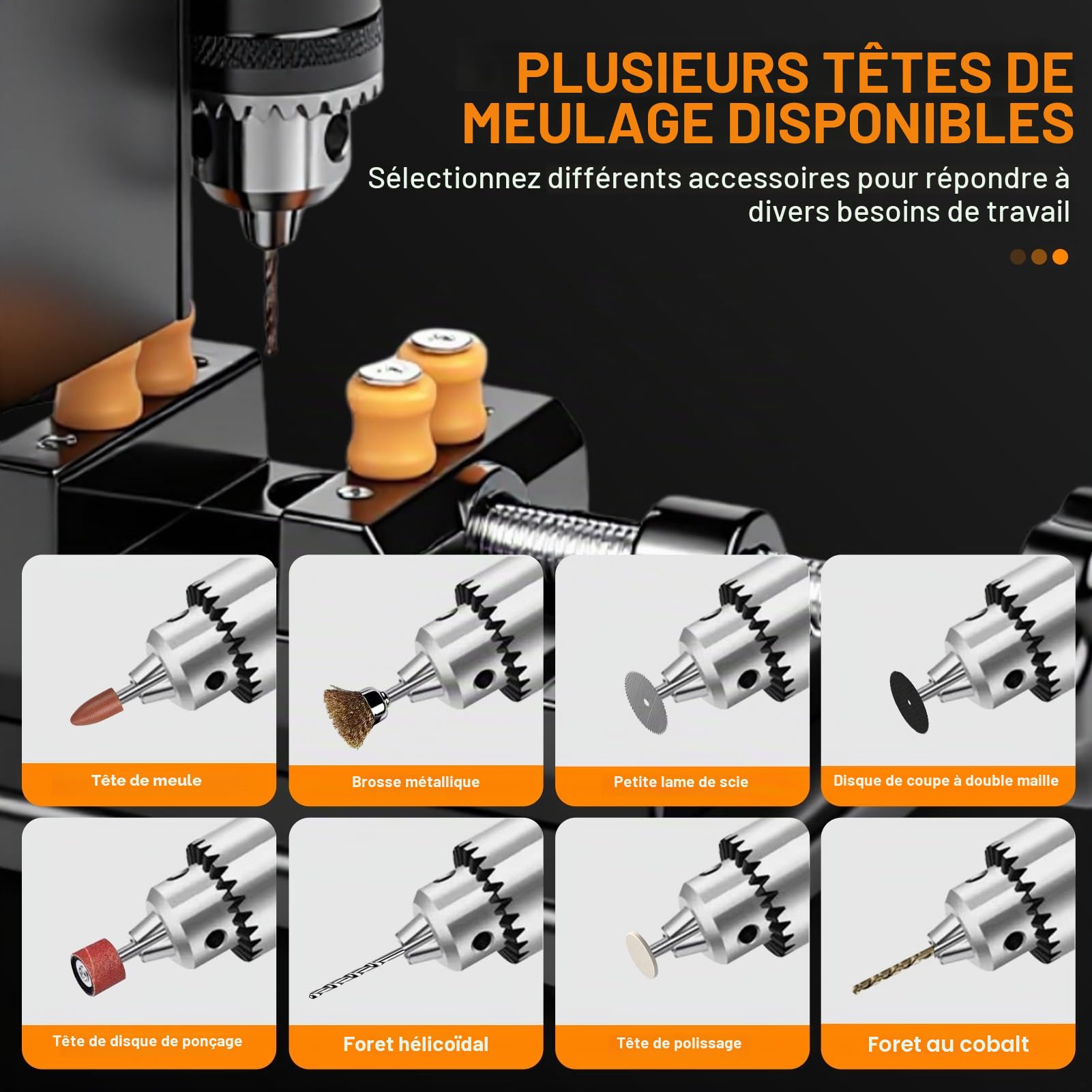 Mini Perceuse à Colonne, 200W Perceuse d'Établi, 7 Vitesses Réglables, Réglage Hauteur 50mm, Mandrin Perçage 0,6-6 mm, Course Perçage 50 mm, Moteur 775 pour Métal, Bois, Acrylique, Aluminium