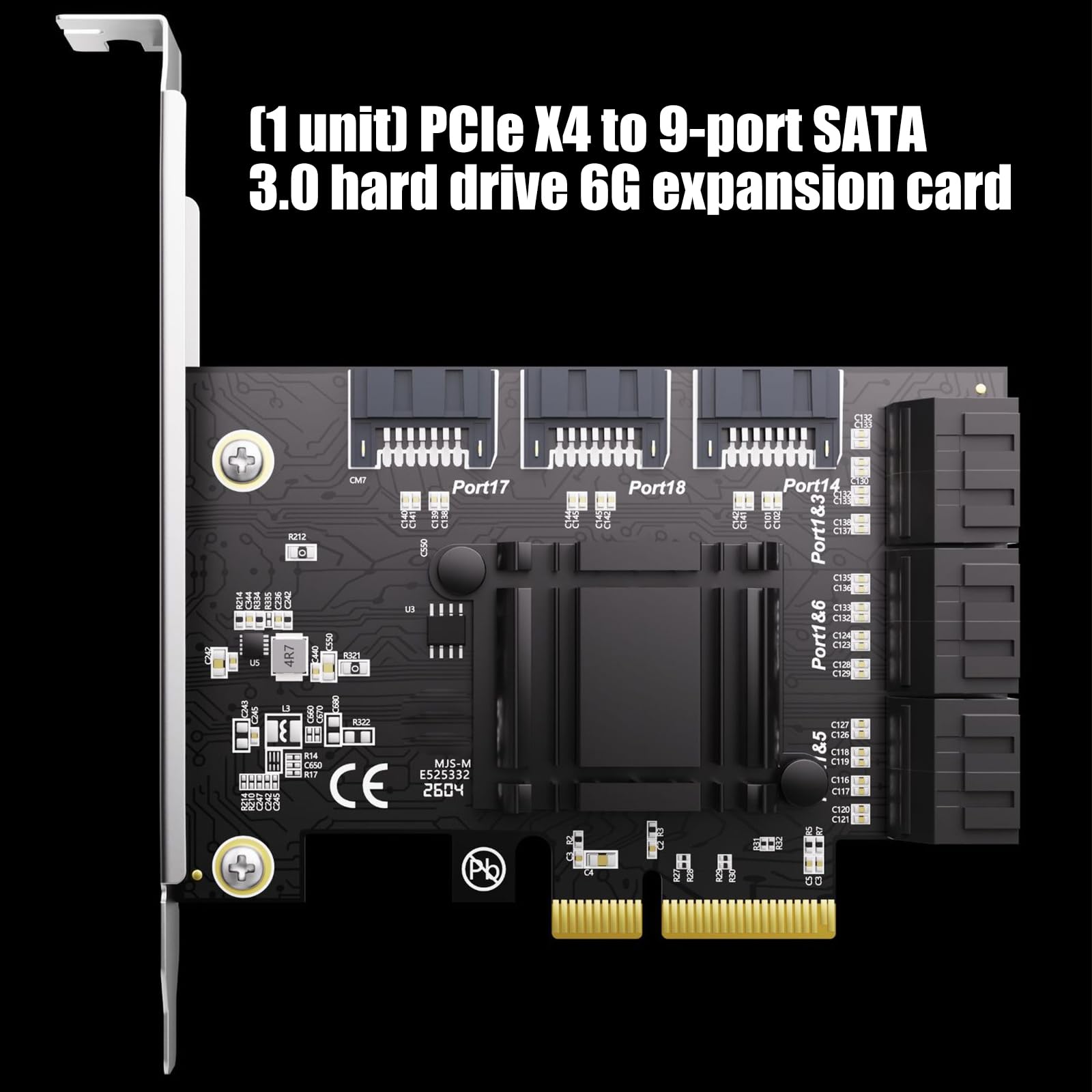 Scheda espansione PCIE da 4X a 9 Porte SATA3.0 con velocità 6 Gbps per trasferimento Dati Alte Prestazioni