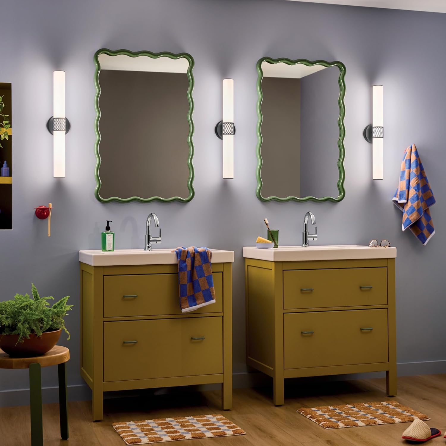 Kichler Sashi 24.25" LED Medium Bath Bar with White Glass in Black, Modern, for Vanity, Fireplace, Buffet, Hallway, Vanity Mirror, (24.25" W x 5" H) 55192BKLED