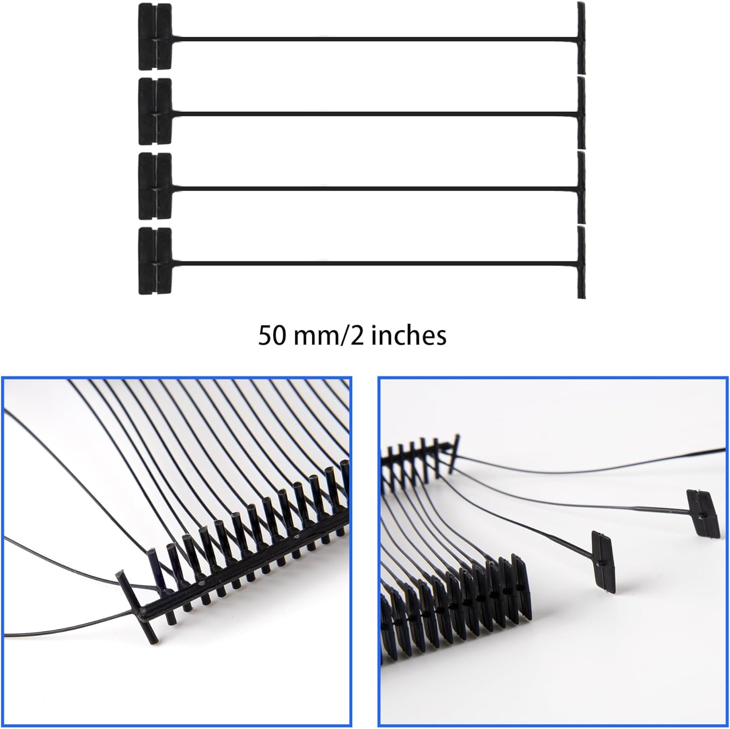 Perco 20,000 Pieces 50mm [2 Inches] Regular Black Plastic Tag Barbs T Mould Attachments - Fits Well with Standard Tagging Gun Suitable for Clothing Price Tags and Labels that Works Great