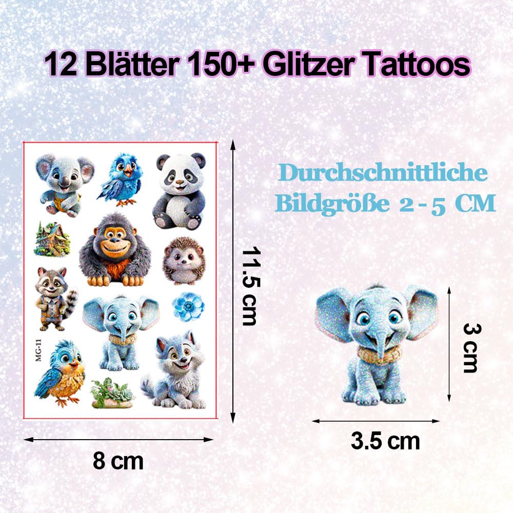 Animals Temporary Tattoo for Kids,200+ Tattoo Stickers for Kids, Birthday Party Decorations Decor Favors Supplies Gifts Boys Girls Cute Fake Tattoo School Reward Themed image 3