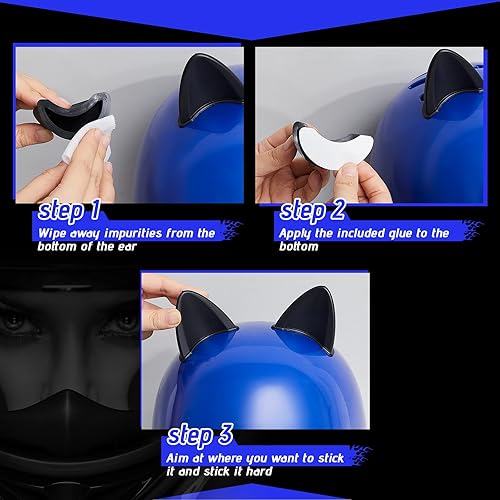 Miniatura 4 de Lewtemi 4 pares de cascos de cuernos de diablo accesorios para casco de motocicleta, orejas de gato, alas de diablo con ventosa adhesiva, accesorios