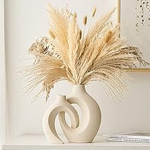 Ceramic Vases for Pampas Grass, Set of 2 Round Vases for Home Decor, Ring-Like Bud Vases for Dry Flowers, Minimalist Centerpieces for Tables Living Room Bedroom Dinning Room Office, Decorative Vase