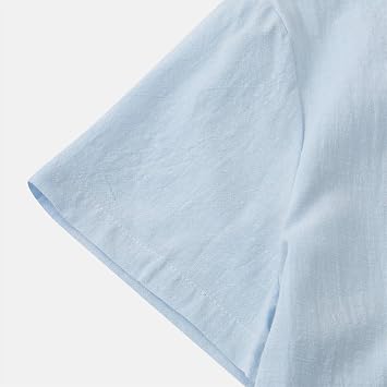 Short Sleeve Shirts Men's Shirt Summer Loose Cotton Blend Solid Button Fake Pocket Short Sleeve Shirt Tops