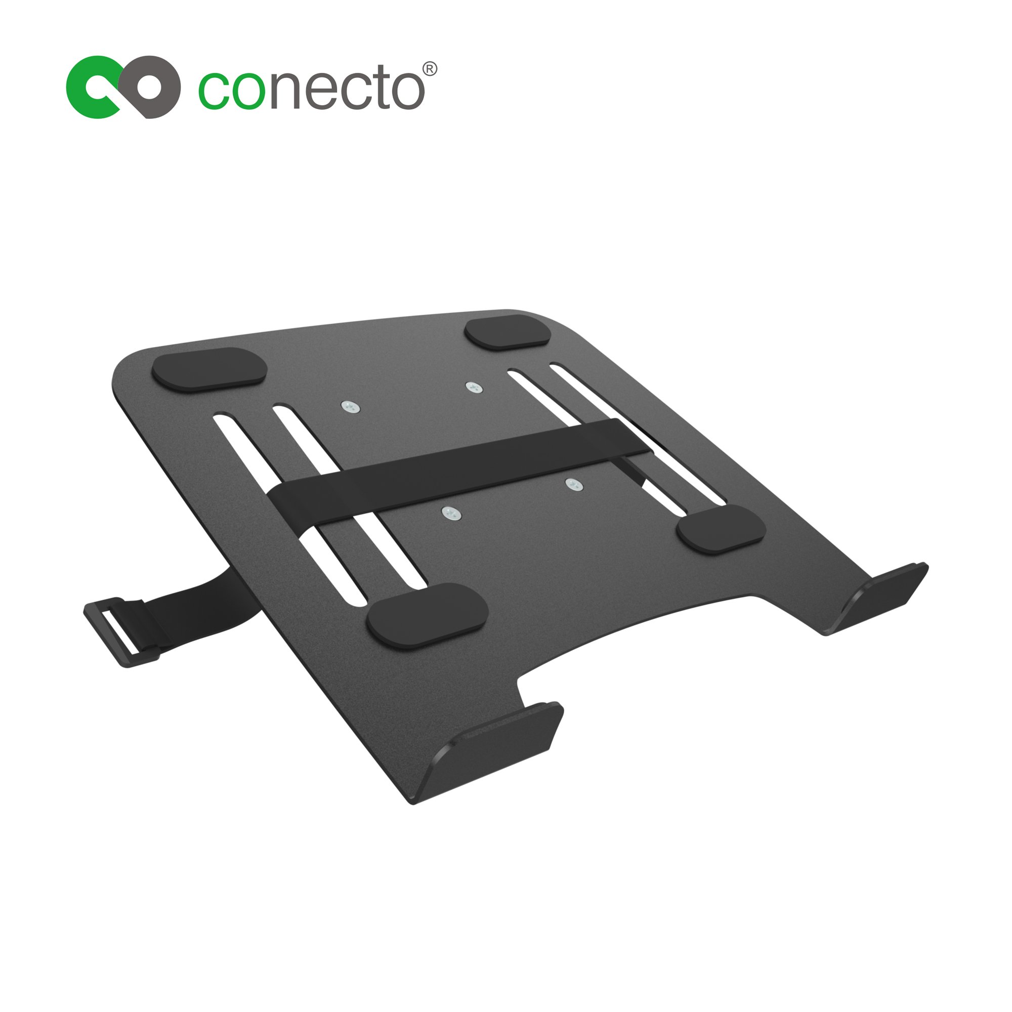 conecto, Soporte para portátil para Soporte de Monitor, VESA 75x75 a 100x100, Capacidad de Carga: 9,0 kg, Blanco