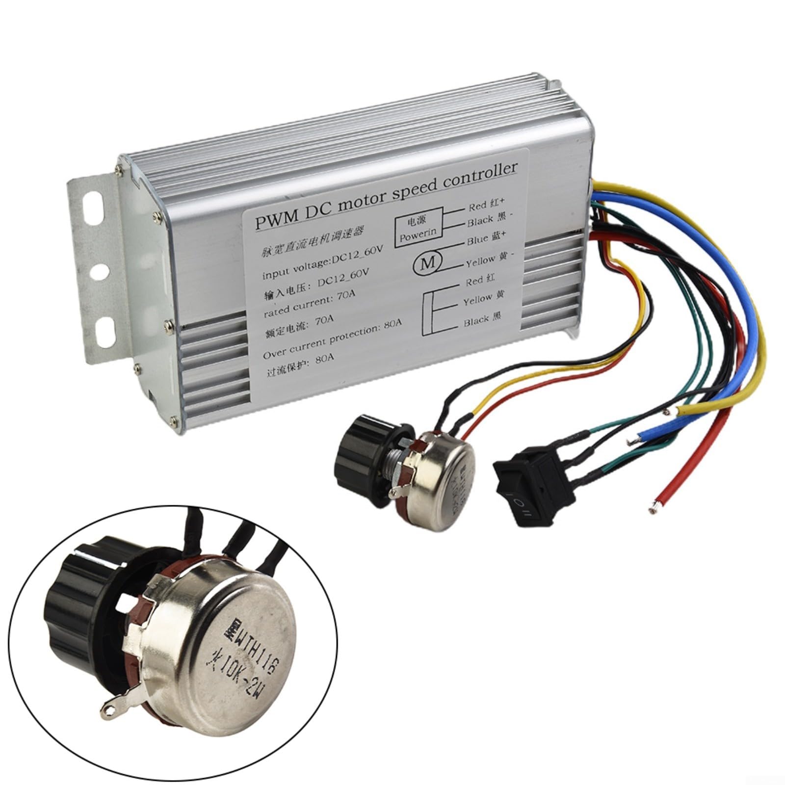 Jadeshay Toerentalregelaar 12 V PWM DC Motor 6 60V 12V 24V 36V 48v 30a Snelheid Instelbare Traploze Regelaar Met Start Stopschakelaar 689628115