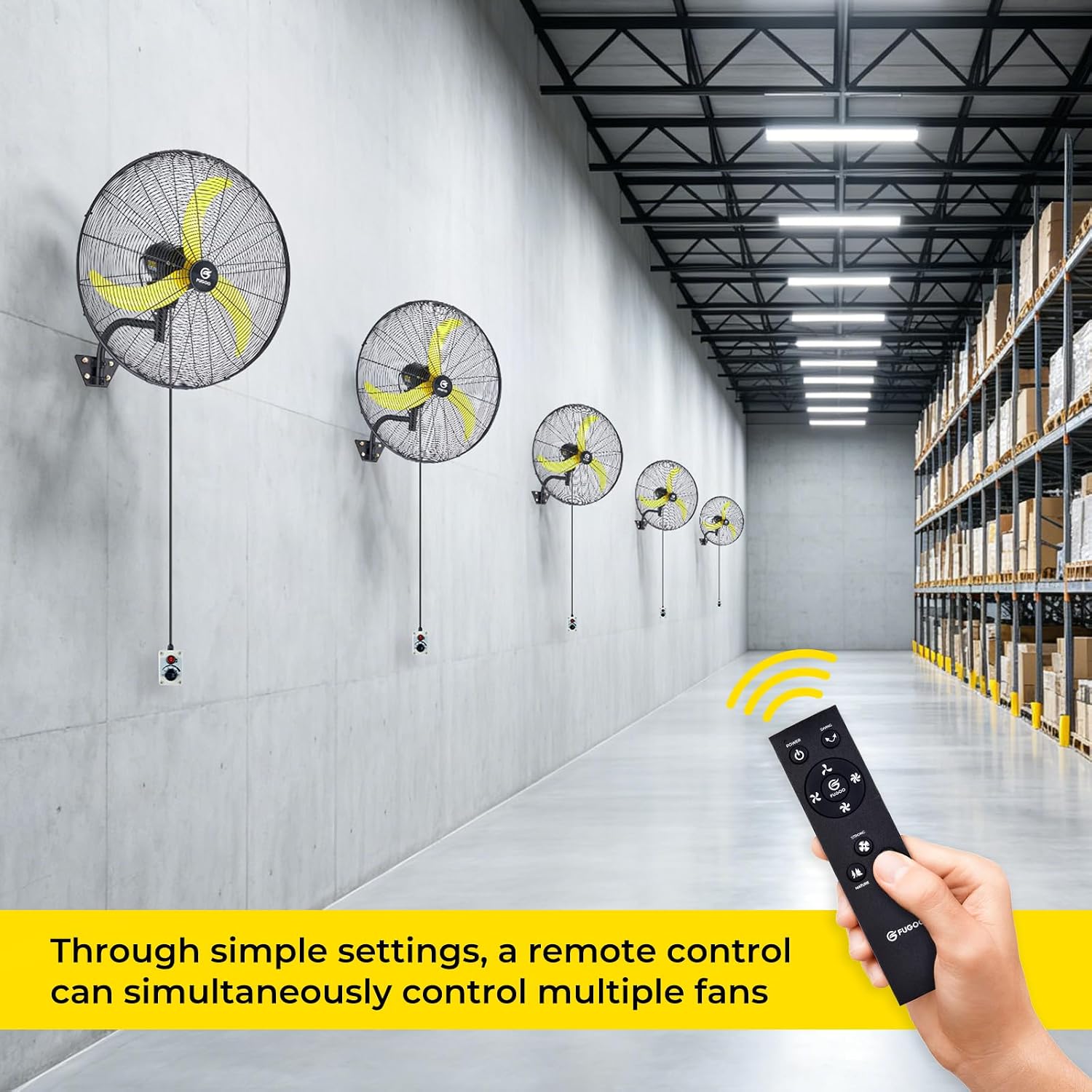 FUGOO 20" Heavy Duty Industrial Wall Mount Fan, All-Sealed Brushless DC Motor, Outdoor Waterproof, Remote Control Oscillating, 4-Speed Quiet for Patio, Garage, Warehouse, Commercial, Home
