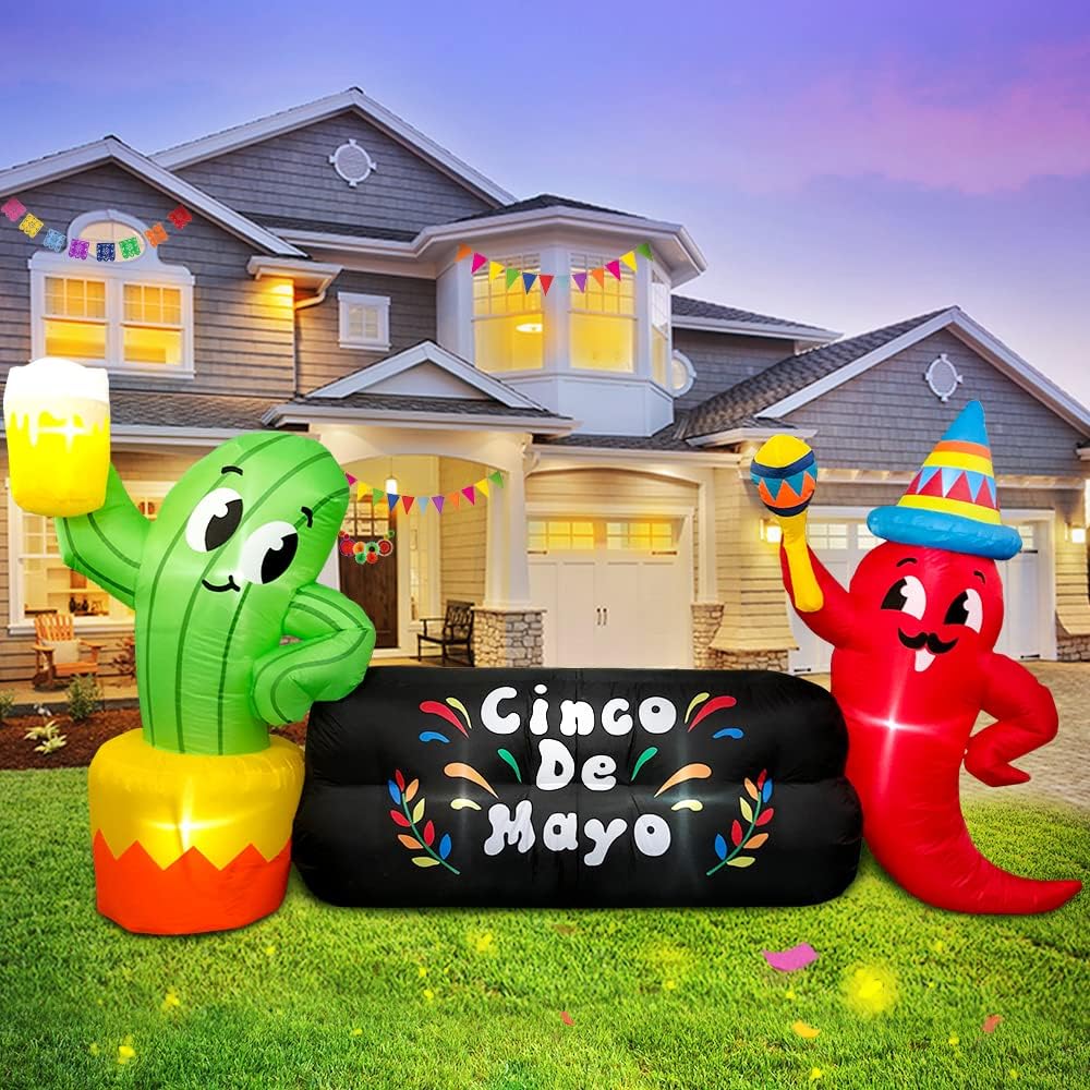 KOOY 8 FT Cinco De Mayo Inflatables Outdoor Decorations