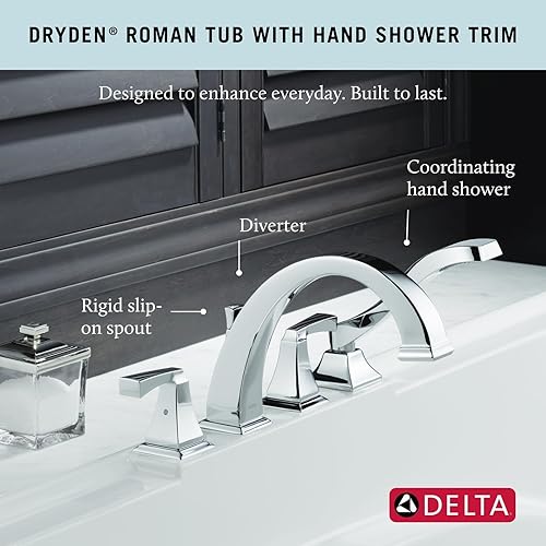 Miniatura 11 de Delta Faucet Dryden T4751-RB - Grifo de bañera romana con ducha de mano, juego de grifo de baño, manijas y ducha de mano, bronce veneciano