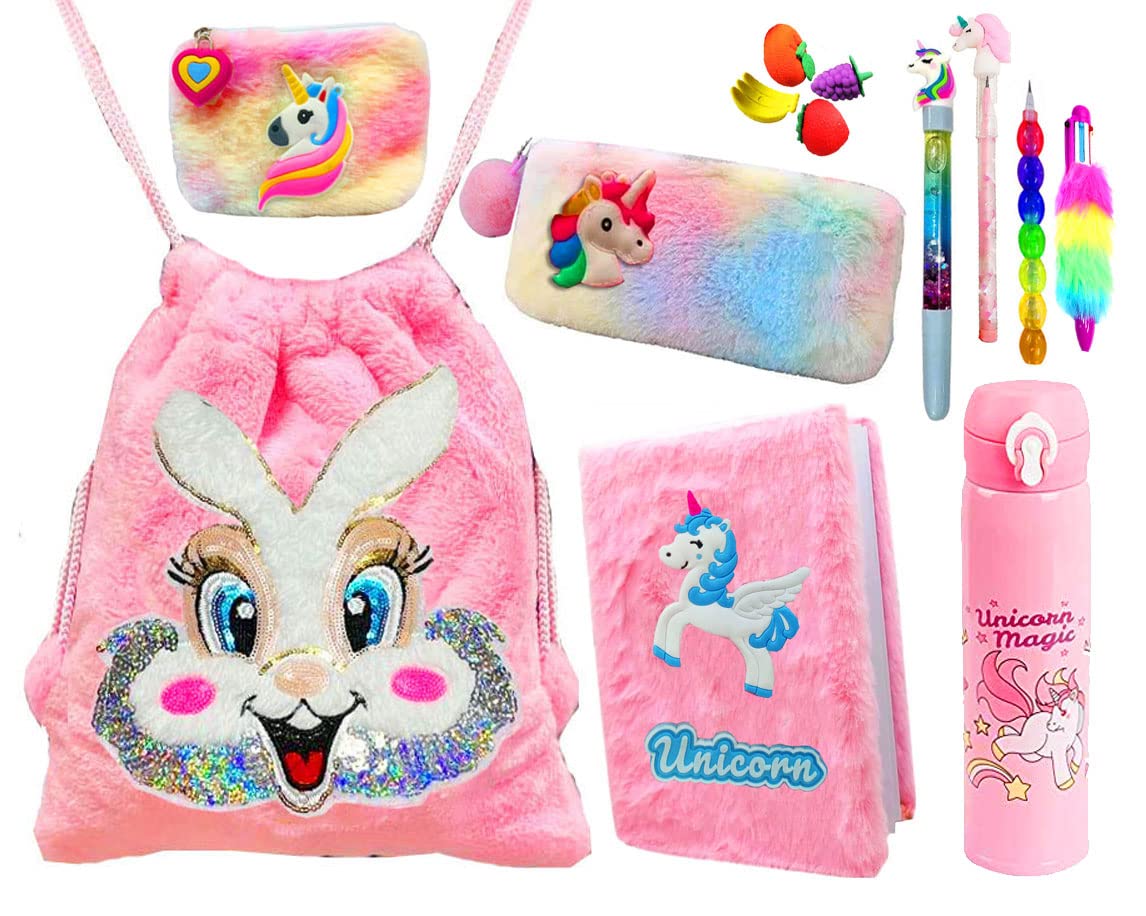 KOBBET Cotton 13 Pcs Unicorn Stationery Gift For Kids,Unicorn Water Bottle,Bag,Pouch,Pen,Eraser All In One Kit Set School Stationery For Girls Complete Stationery Gift Set (Combo 1)-Multicolor (B0B4PG7278) Amazon Price History, Amazon Price Tracker