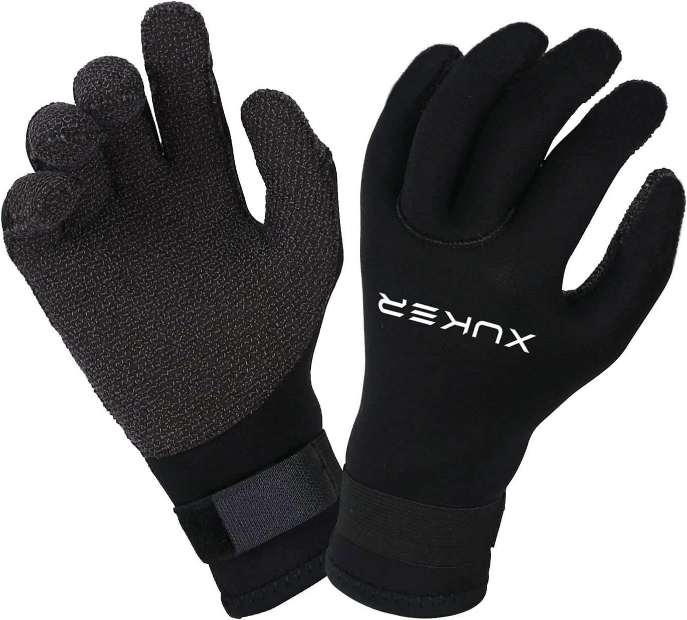 XUKER Water Gloves, 3mm & 5mm Neoprene Five Finger Warm Wetsuit Winter Gloves for Scuba Diving Snorkeling Surfing