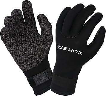XUKER Water Gloves 3mm & 5mm Neoprene Five Finger for Men Women | Warm Wetsuit Winter Gloves for Scuba Diving Snorkeling Surfing