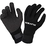 XUKER Water Gloves, 5mm Neoprene Five Finger Warm Wetsuit Winter Gloves for Scuba Diving Snorkeling Paddling Surfing Kayaking Canoeing Spearfishing Skiing (5mm Black Kevlar, XS)