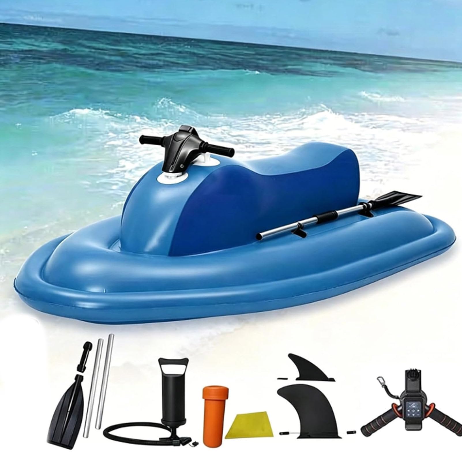 Oiyekntd Foldable Electric Inflatable Jet Ski W/Brushless Motor, 10000/16000mah Battery 3-9km/h Diving 2-Person Inflatable Jet Boat for Adults And Kids Sea Diving Swimming Equipment 500W16A