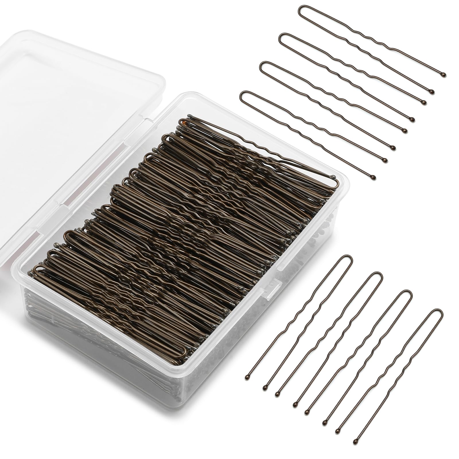Mia Klein U-förmige Haarnadeln, 6,1 cm, 250 Stück, professionelle Haarstylingnadeln für Frauen, Mädchen und Friseursalons, inklusive transparenter Aufbewahrungsbox für Hochsteckfrisuren und Dutthaare