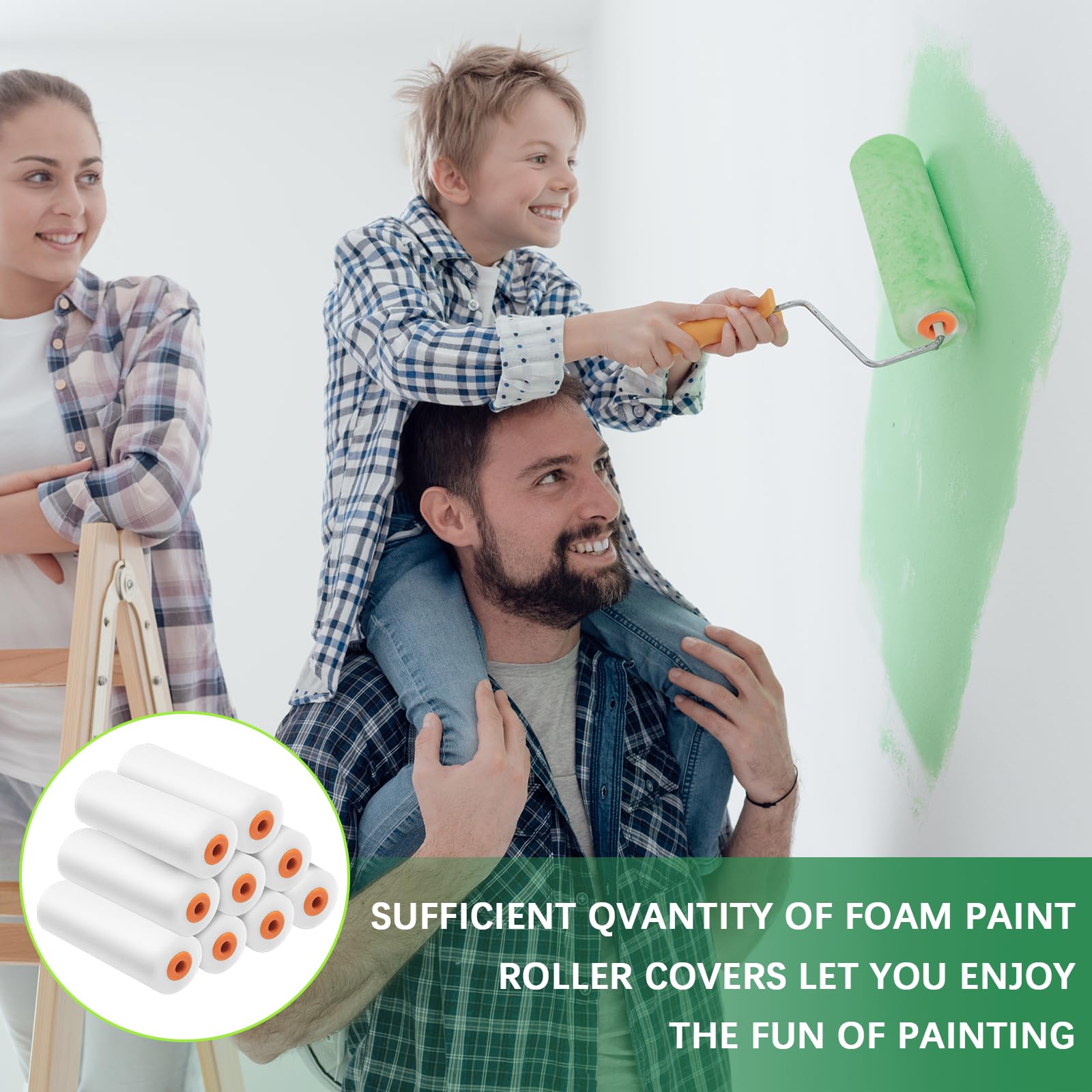 Lot de 100 mini rouleaux de peinture en mousse haute densité de 10,2 cm pour murs apportant des finitions lisses et des surfaces planes
