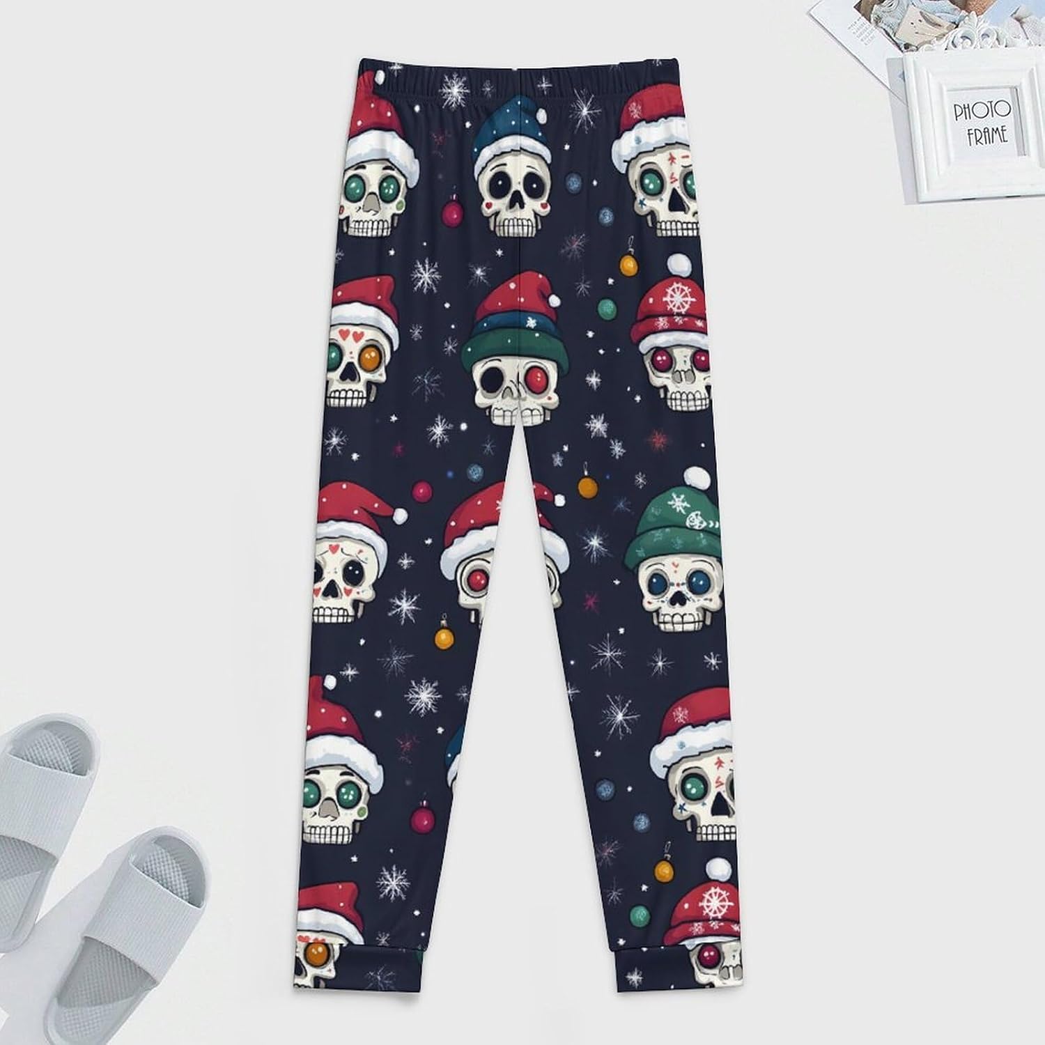 Christmas Skull Pajama Pants for Men Soft Lounge Pants Casual Sleepwear Bottoms