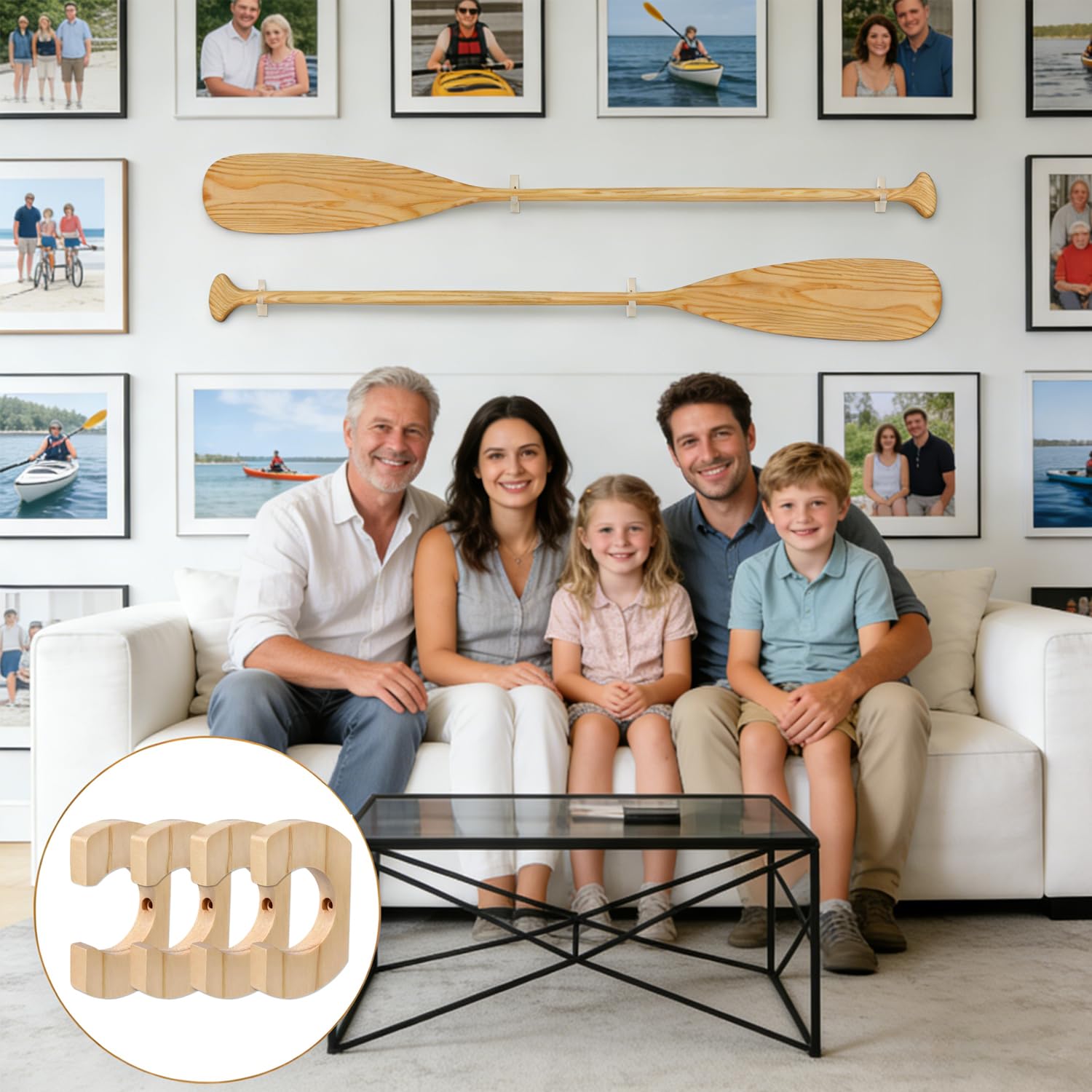 MEISO 4 supporti da parete per pagaia kayak canoa legno canottaggio