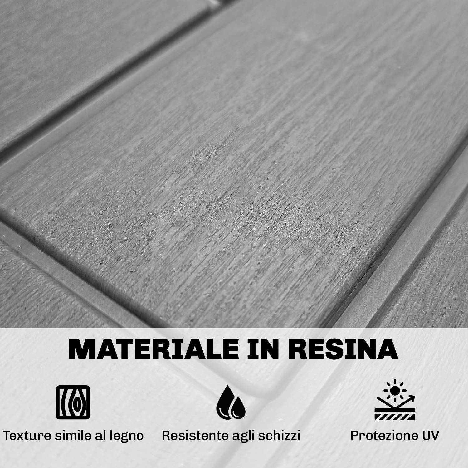 Cassapanca Contenitore da Esterno, Baule, in Resina, 56x44x54 cm, Grigio