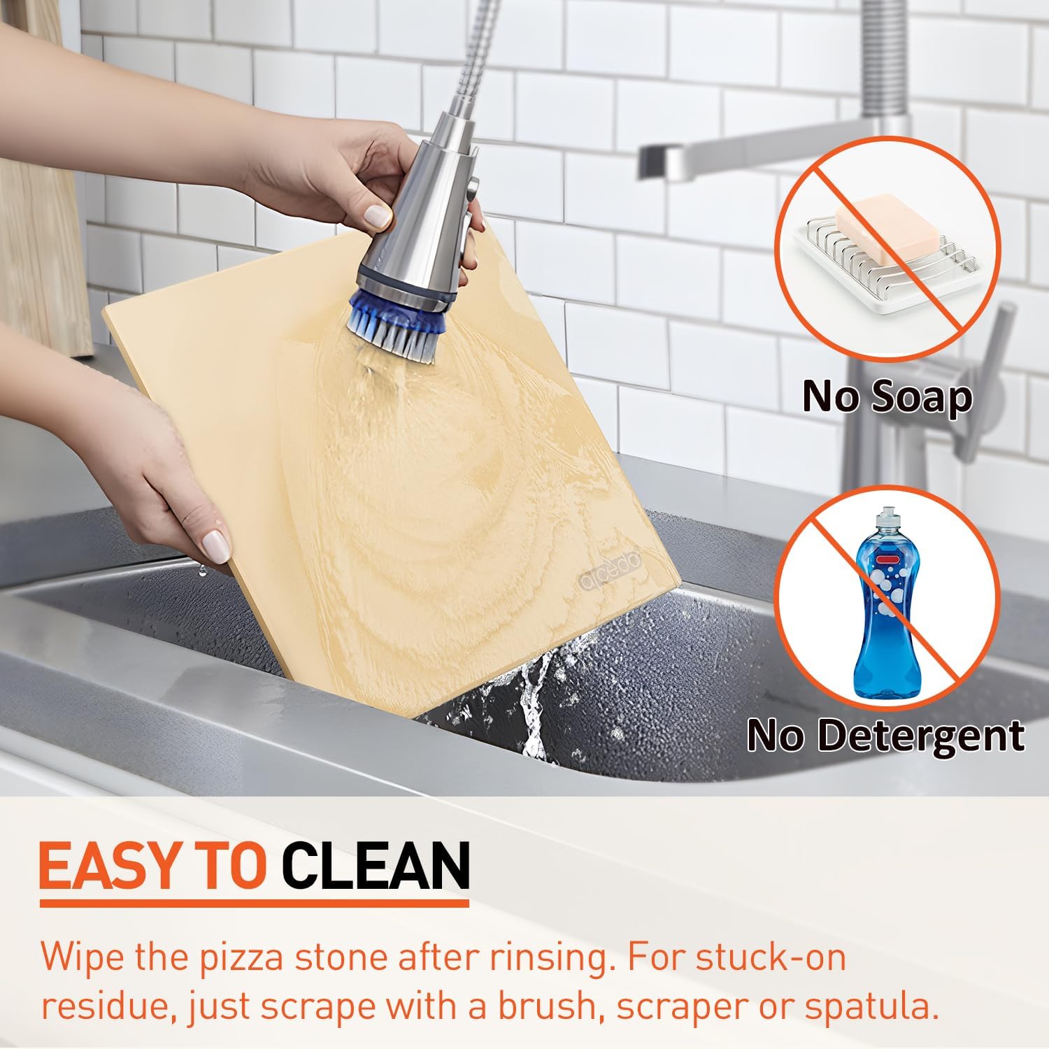 Arcedo Pizza Stone for Oven and Grill 13 Inch, Baking Stones for Bread Thermal Shock Resistant 13x13 Square Pizza Grilling Pans Replacement with PE Scraper