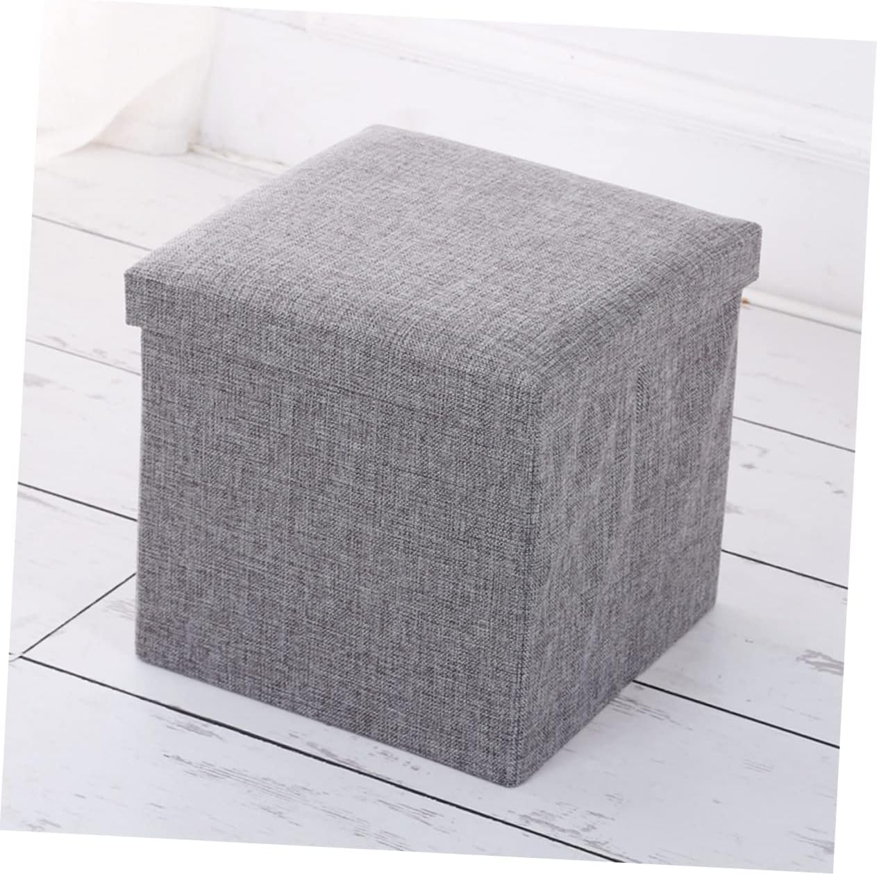 BESTYASH Folding Storage Stool Multifunctional Cloth Storage Box Dark Grey Compact Footstool for Home Organization for Bedroom and Living Room