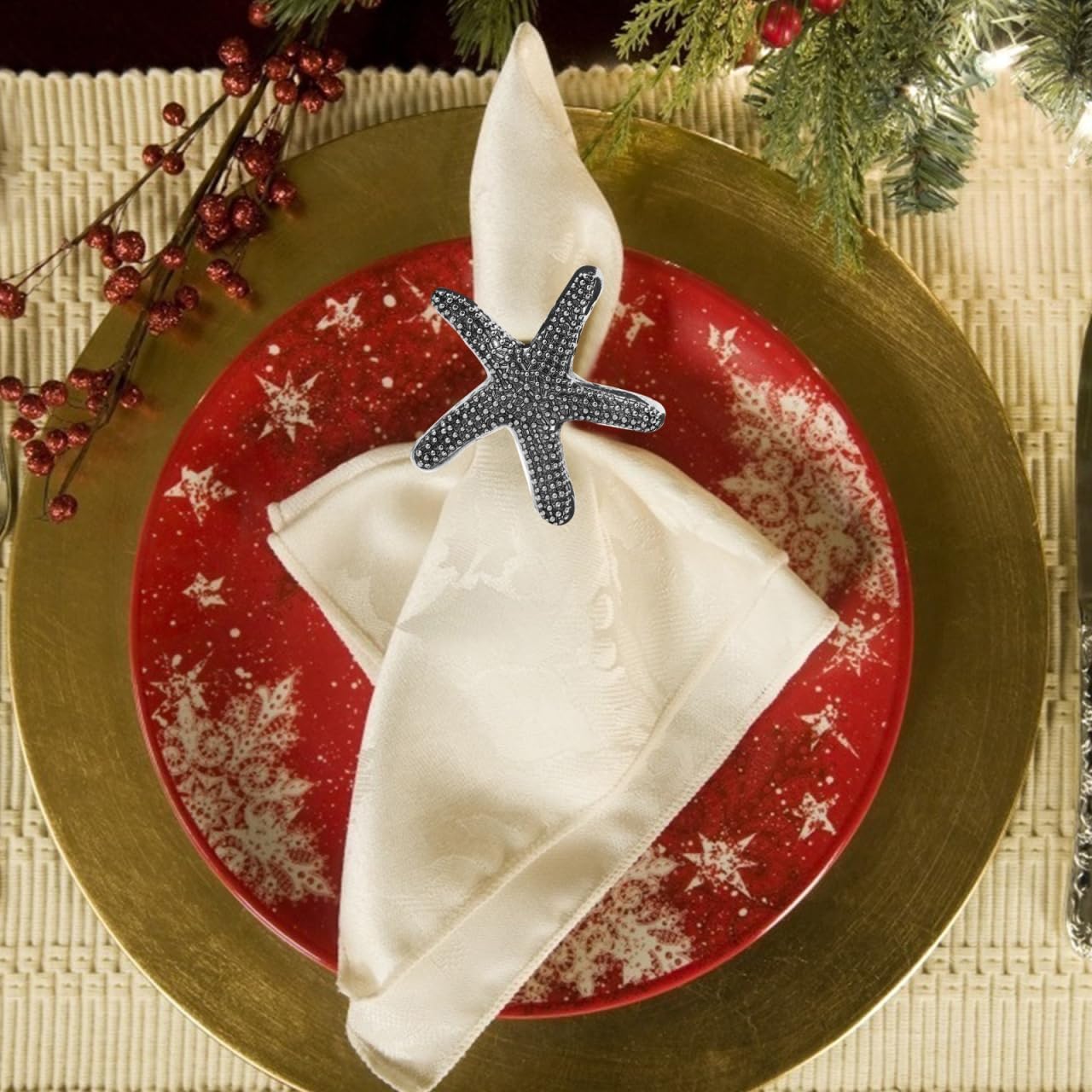 Ciieeo 12 Pcs Napkin Buckle Decoration Table Napkin Rings Holiday Napkin Rings Party Table Decor Serviette Holders Wedding Party Supplies Alloy Dinner Party Rural