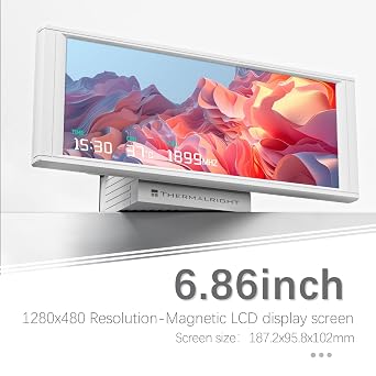 TR-Thermalright Trofeo Vision 360 ARGB White Liquid CPU Cooler,6.86’’ IPS LCD Screen with 1280x480 Resolution-Magnetic,360mm Radiator,for AM5,LGA1851/1700