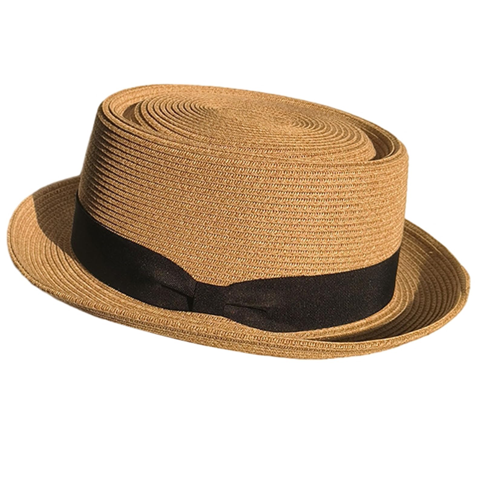 TONXX Sombrero de canotier para Mujer, Sombrero Fedora de Paja, Sombrero de Playa de Paja de Estilo británico, Sombrero de Paja, Sombrero de Panamá, Accesorios para Fotos