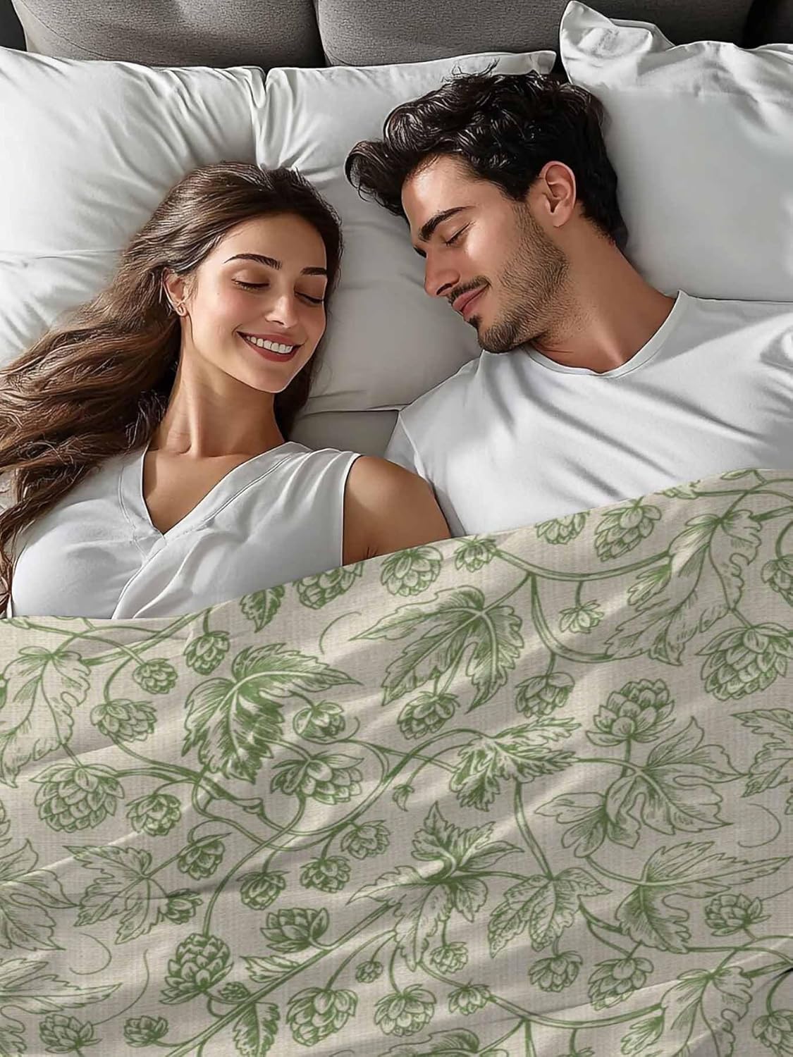 Top Sheet Queen Bedding Flat Sheet Only, Vintage Sage Green Botanical Microfiber Bed Sheets Soft Breathable Bedding Flat Sheets, Ombre Leaves Retro Linen Hotel Luxury Top Sheets