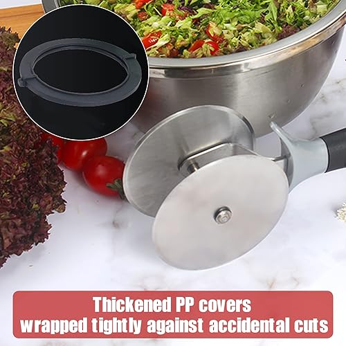 Miniatura 4 de AItaf Herramienta para picar ensaladas, picador de lechuga con cubiertas protectoras, ruedas dobles, cortador circular de acero inoxidable