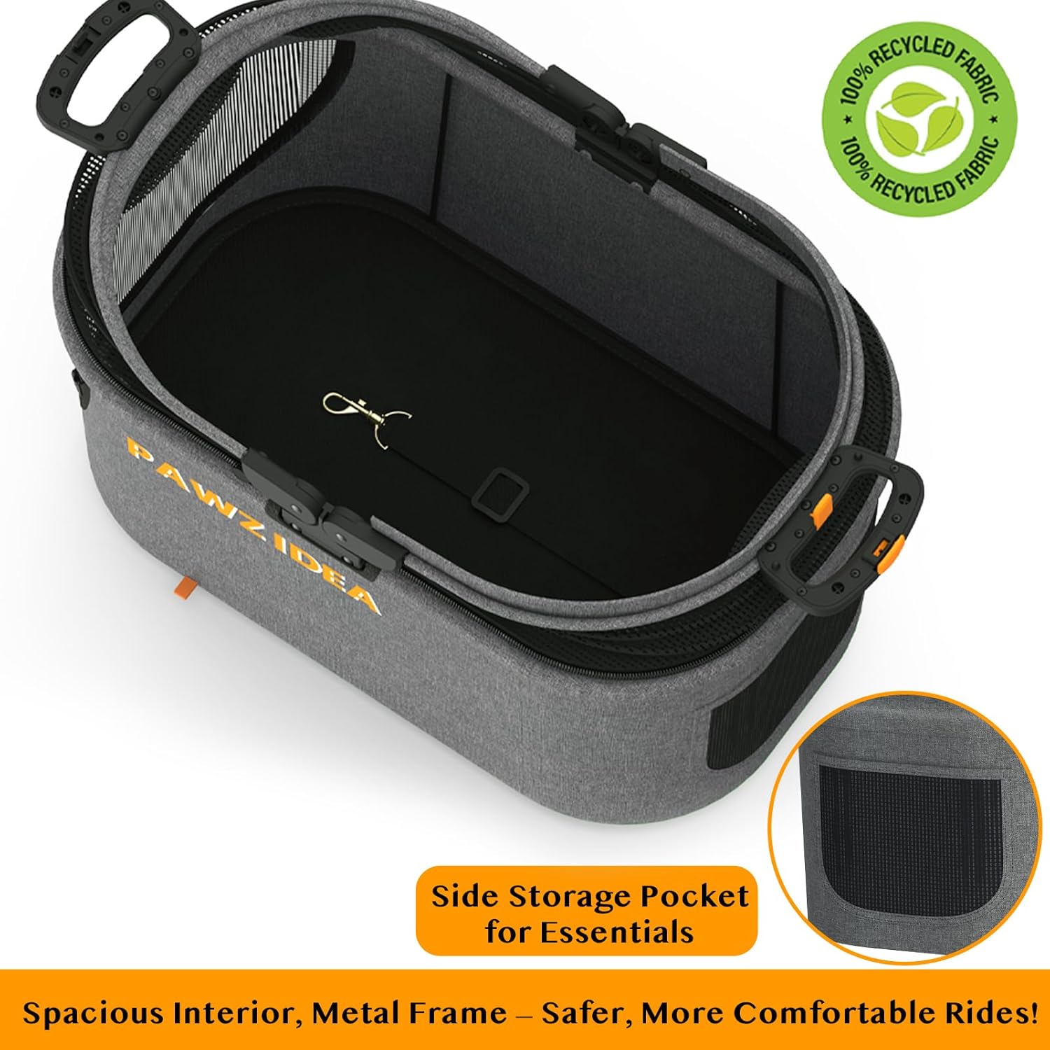 PAWZIDEA Pet Stroller 4 in 1, Dog Strollers for Small/Medium Dogs with Detachable Carrier Easy Lock Canopy, Seatbelt Puppy Car Seat, Cozy House, Foldable & Lightweight Jogger Cat Stroller, 4 Wheels Mid-Hemp Gray, Jogger Wheels image 8 of 8 B0CB33DF86