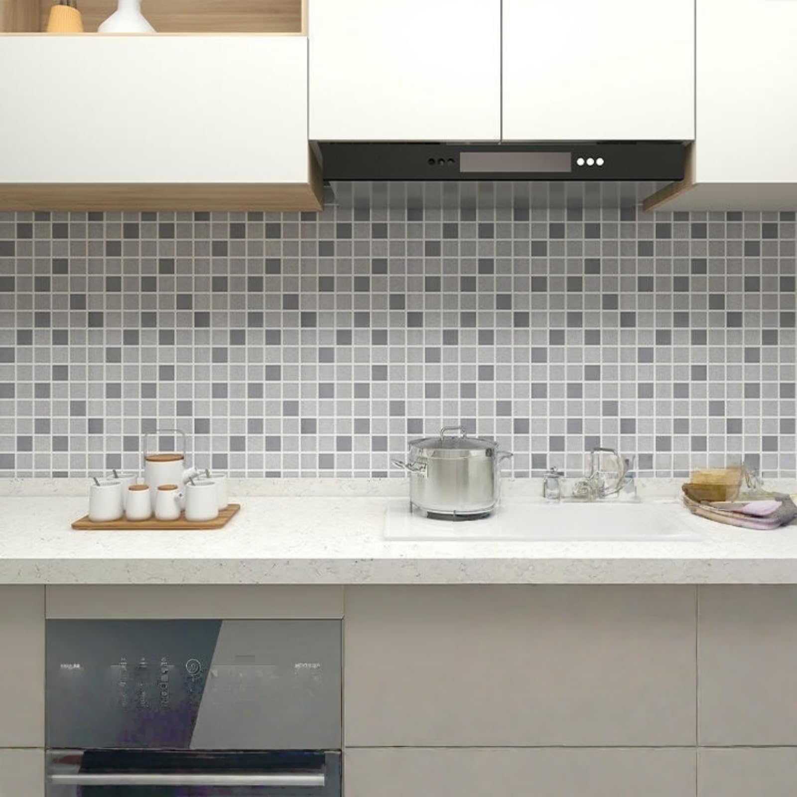 Papier peint carrelage de cuisine imperméable et anti-huile haute température