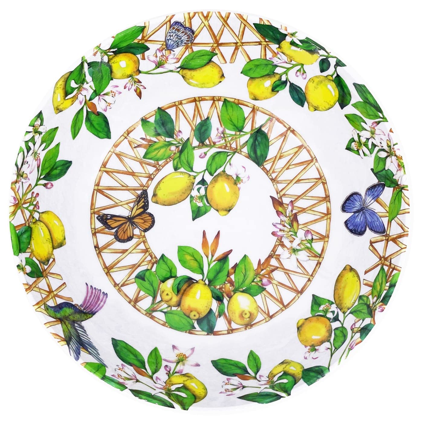 Les Jardins de la Comtesse – Ensaladera grande de melamina – Capri – 4L / Ø 31 cm – Limones amarillos – Vajilla cuasi-irrompible MelARTmine