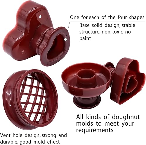 Miniatura 3 de Paquete de 4 moldes para hacer donas, moldes antiadherentes creativos reutilizables para donas, molde de fondant, pastel, pan, postre, molde de