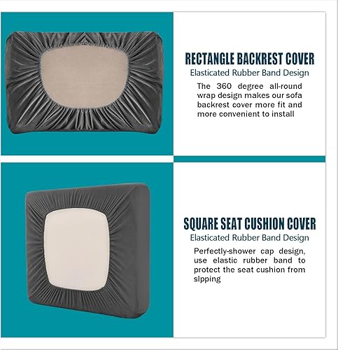 Miniatura 7 de 7 fundas de terciopelo elástico Ektorp para sofá, para 1 funda de base, funda de sofá de 3 cojines y 3 fundas de respaldo, para muebles de sala de