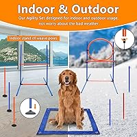 Vista 4 de Dog Agility Training Equipment Set Outdoor Indoor Game, Tire Jump + Hurdle Jump, Tunnel, Weave Poles, Pause Box, 2 Toy Balls, 2 Flying Discs, 1