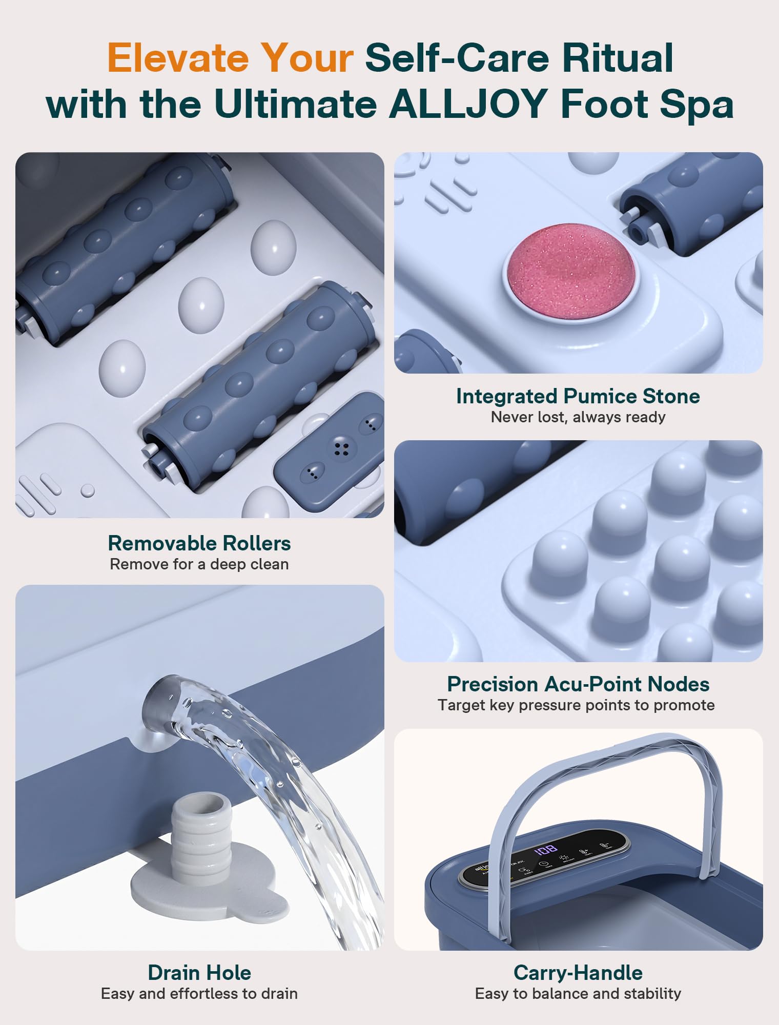 Amazon.co.jp: ALLJOY 折りたたみ式足湯桶 ヒート付き、スマートタッチ
