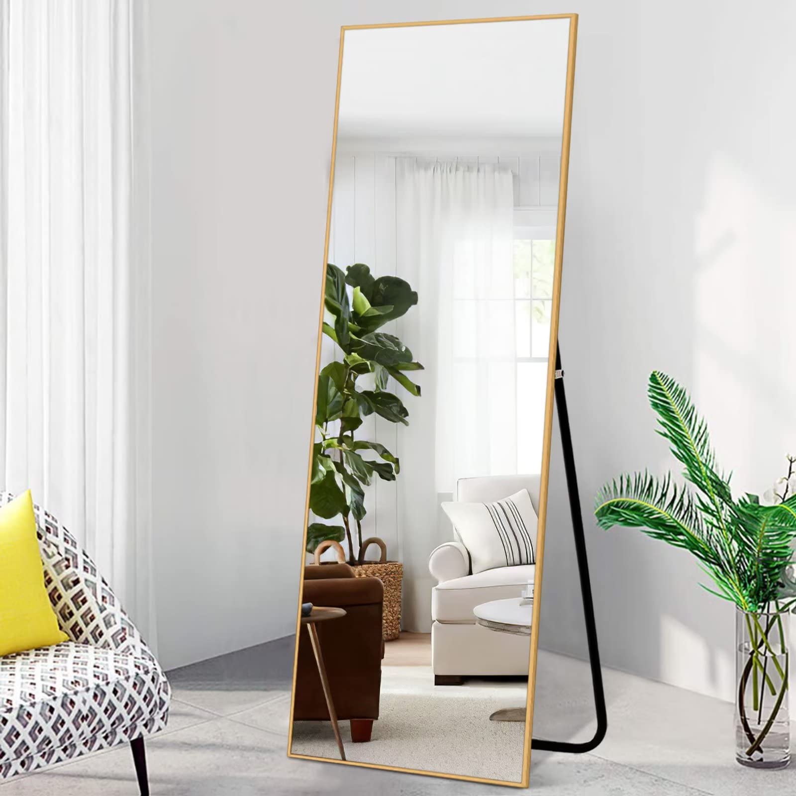 NeuType Full Length Mirror Dressing Mirror 71"x24" Large Rectangle Bedroom Floor Mirror Wall-Mounted Mirror Hanging Leaning Against Wall (Gold)
