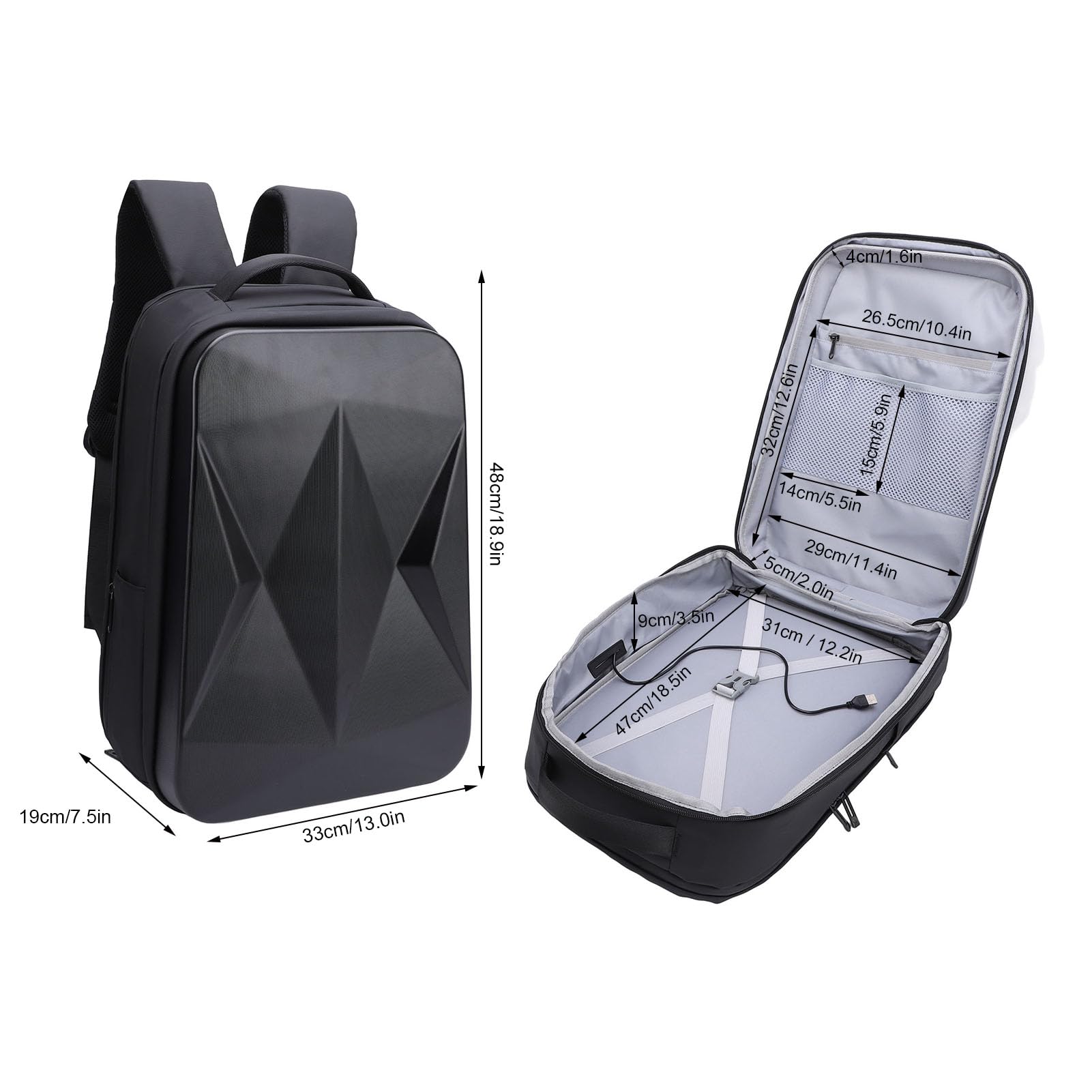 Satellite Backpack Water Resistant Protective Travel Case with USB Charging Port for Cables Power Supply Kickstand Pipe Adapter