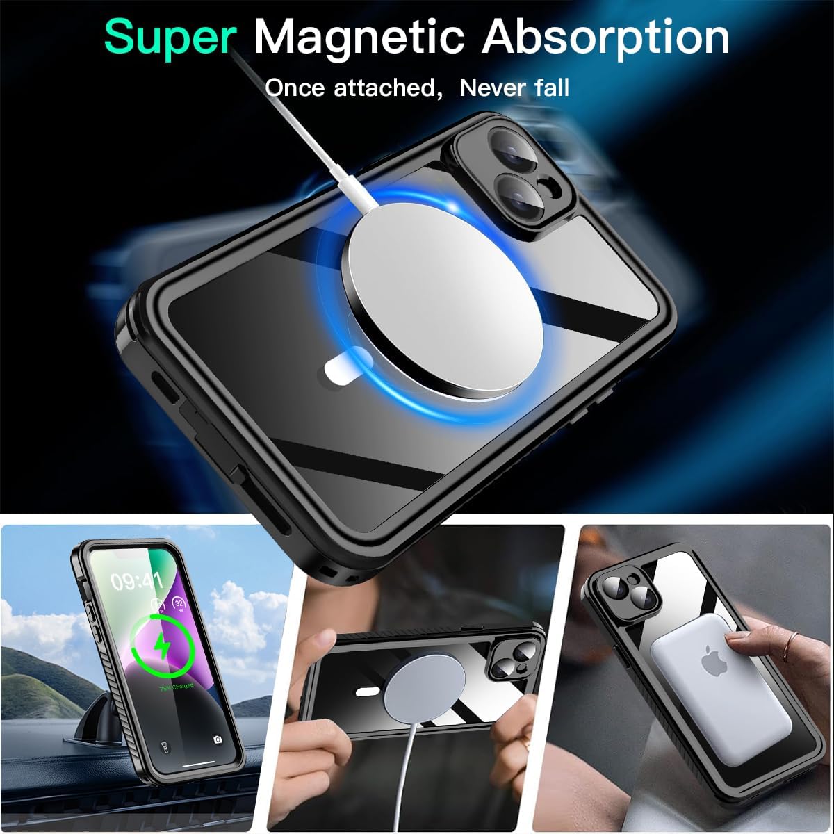 AICase iPhone 14 Plus Case Waterproof with MagSafe Clear Snowproof,Dustproof and Shockproof,IP68 Certified Full Body 360 Protection Fully Sealed Underwater Cover for iPhone 14 Plus 6.7" image 2