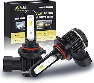Alla Lighting 5200LM PY20D H10 9145 Switchback LED Fog Lights Bulbs, 6000K Xenon White/3000K Yellow 9140 9155 9040 9055 9045 Dual Color Replacement Extreme Super Bright