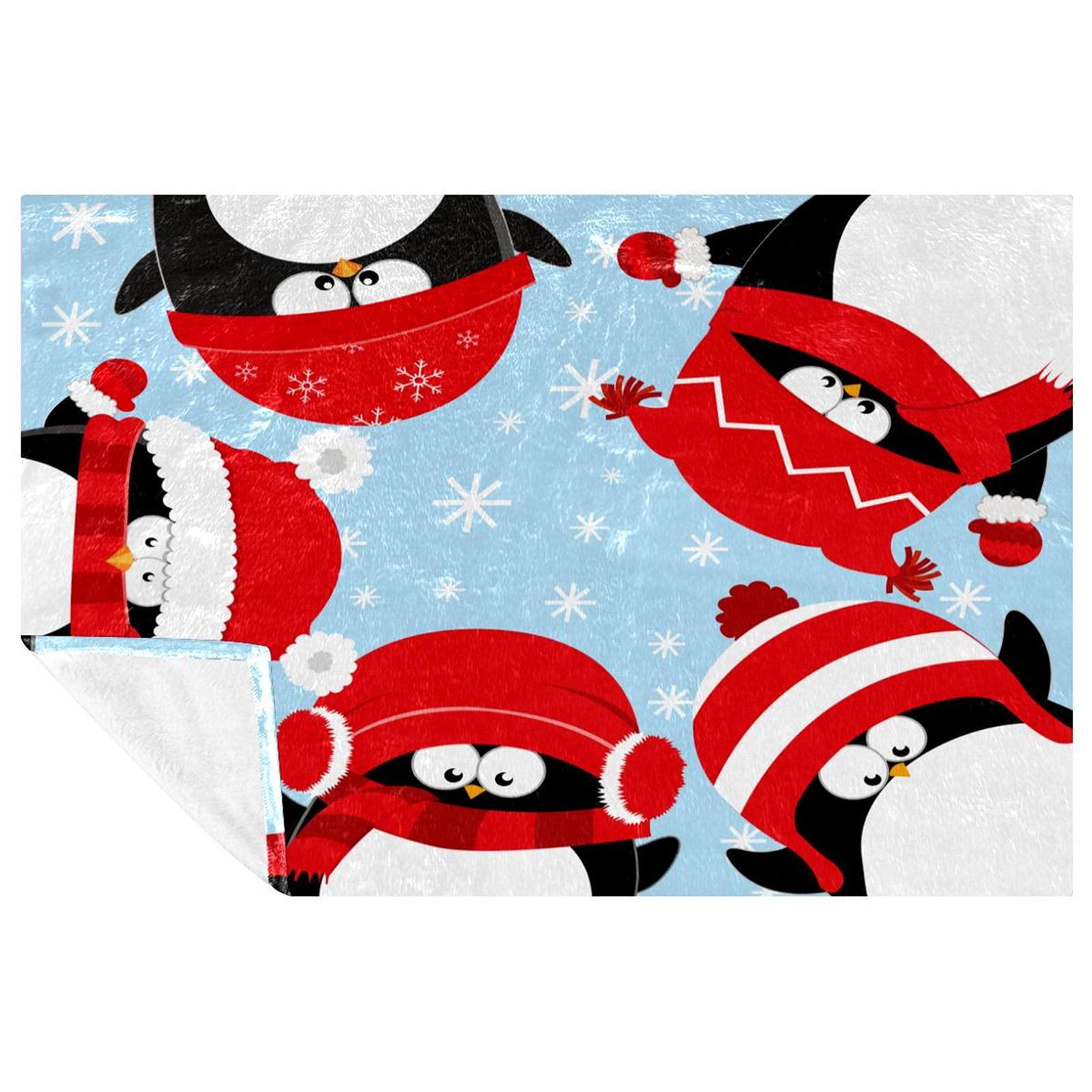 Couverture pingouin pour camping et pique-nique, plaid chaud nomade 150x100cm