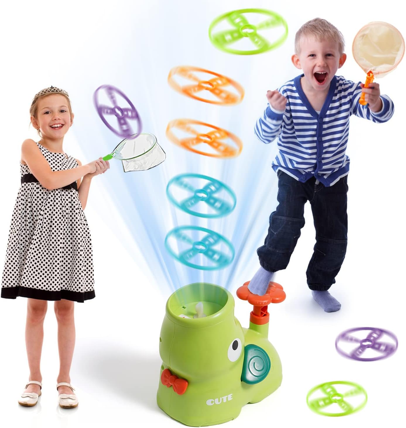 Outdoor Flying Disc Launcher Toys for Kids,Elephant Butterfly Catching Game Toddlers Outside Sports Chasing Toy,Summer Backyard Family Camping Toys Ideas for Kids Ages 3-5 4-8 Boy Girl Birthday Party