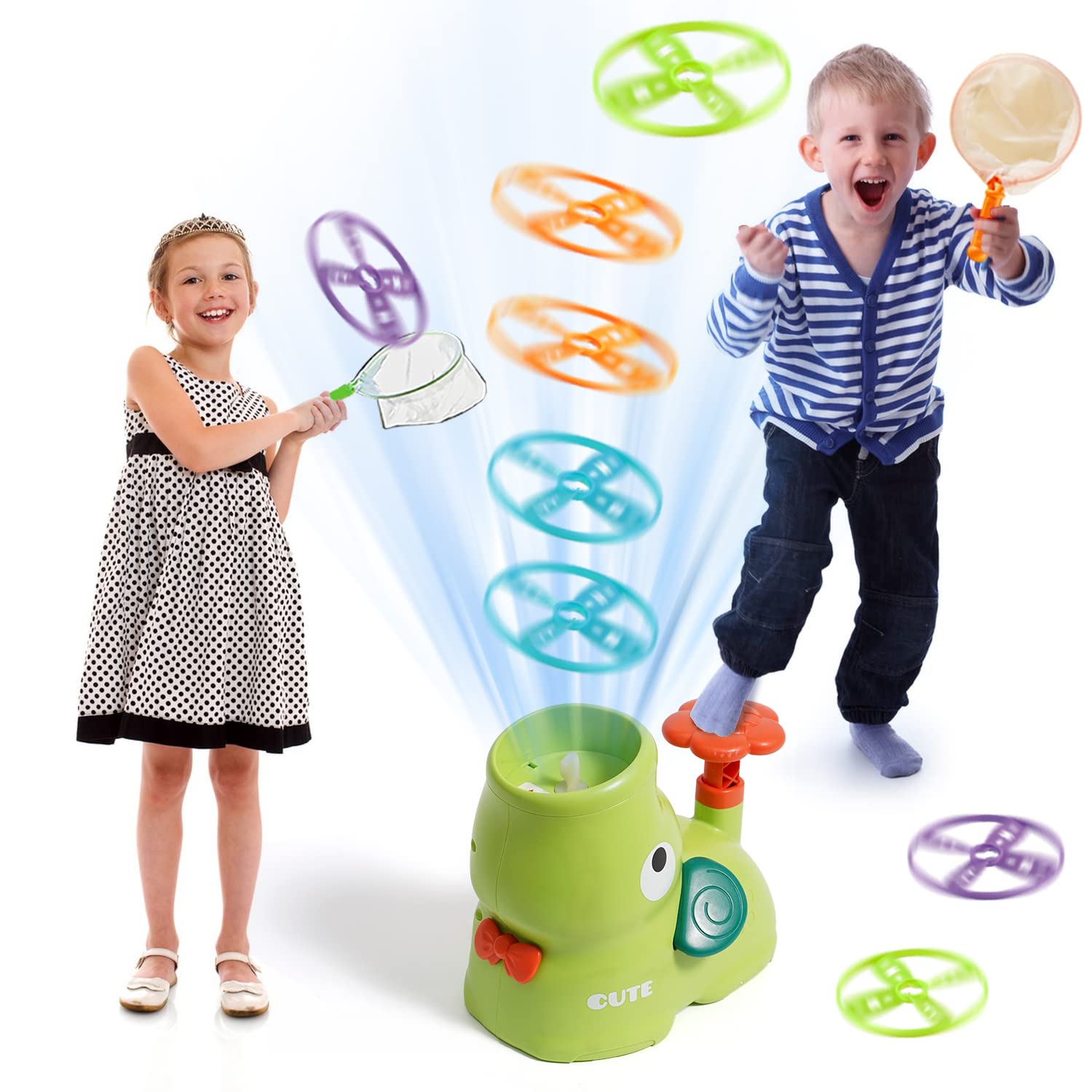 Outdoor Flying Disc Launcher Toys for Kids,Elephant Butterfly Catching Game Toddlers Outside Sports Chasing Toy,Summer Backyard Family Camping Toys Ideas for Kids Ages 3-5 4-8 Boy Girl Birthday Party