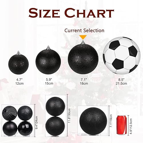 Miniatura 2 de Adornos de bola de Navidad de 7.08 pulgadas, grandes inastillables, decoración de bolas de árbol de Navidad, adornos colgantes grandes para Navidad,