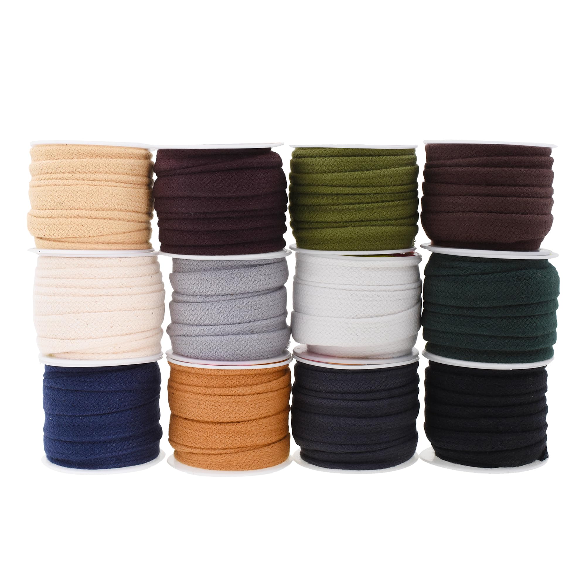 Mandala Crafts Neutral Color Flat Drawstring Cord Drawstring Replacement, 3/4 Inch 36 YDs Multicolor Soft Drawstring Cotton Draw Cord Hoodie Sweatpants Drawcord Replacement