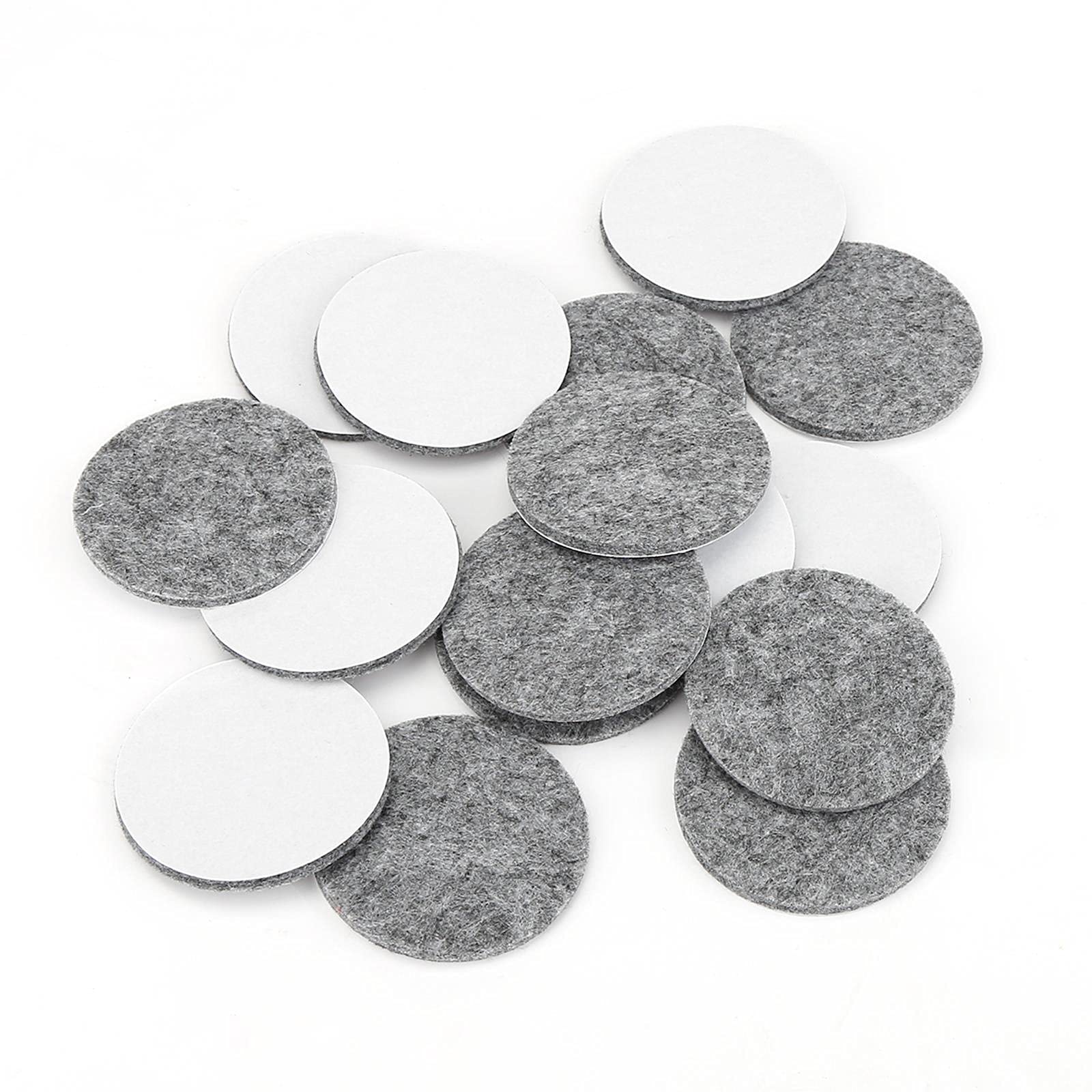 32Nd Grey Felt Furniture Feet Pads, Floor Protector With Self Adhesive Back - Round (5Cm Diameter) - 16 Pack