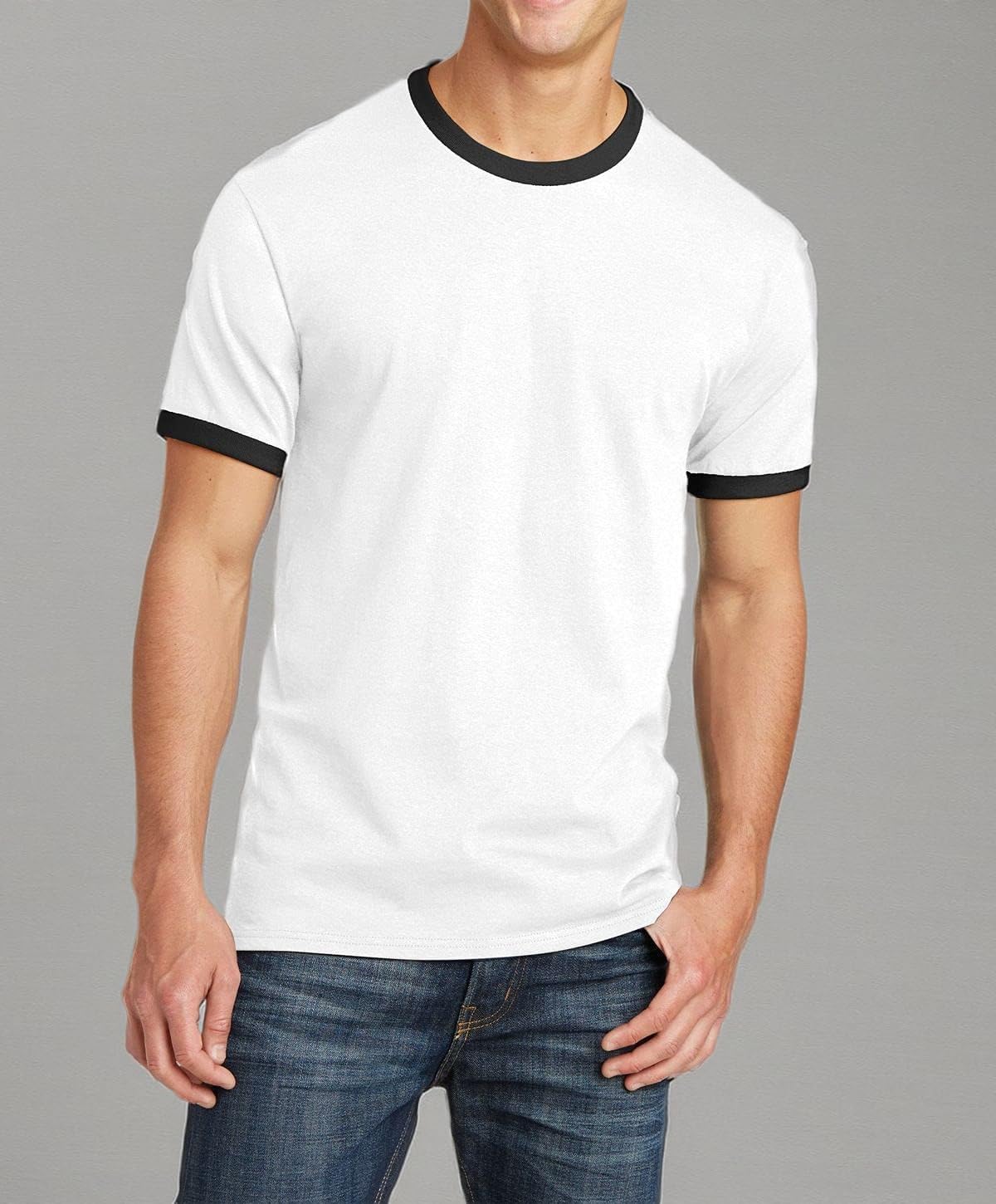 JustBlanks Men's Ringer Tee Shirt - Cotton T-Shirts Short Sleeves Crewneck T-Shirt for Men - Image 6