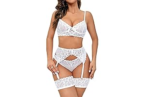 2-Piece Boudoir Shoot Outfit - Lace Bra and Panty with Garter